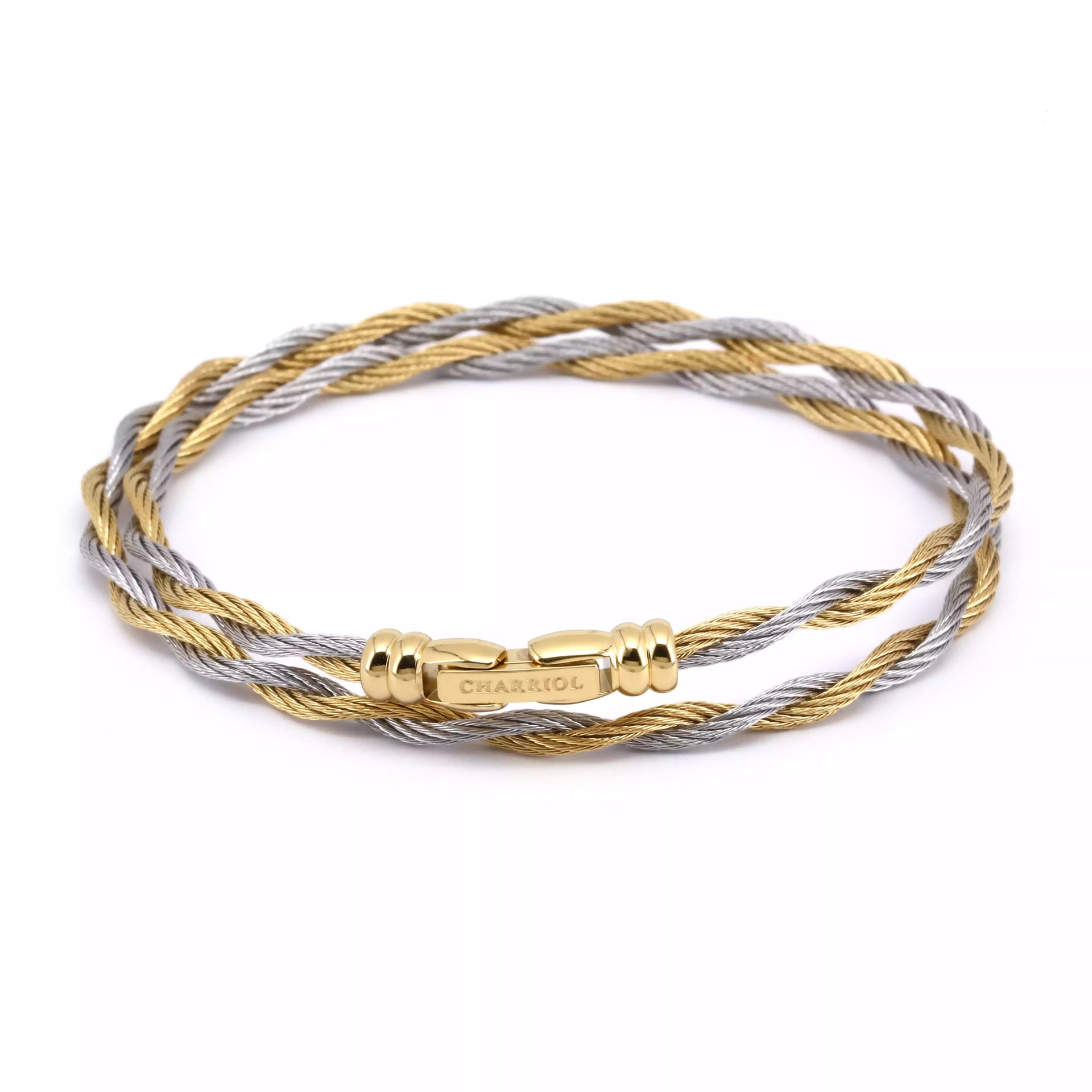 Love Twist Bangle - 4 / Steel & Yellow Gold / S