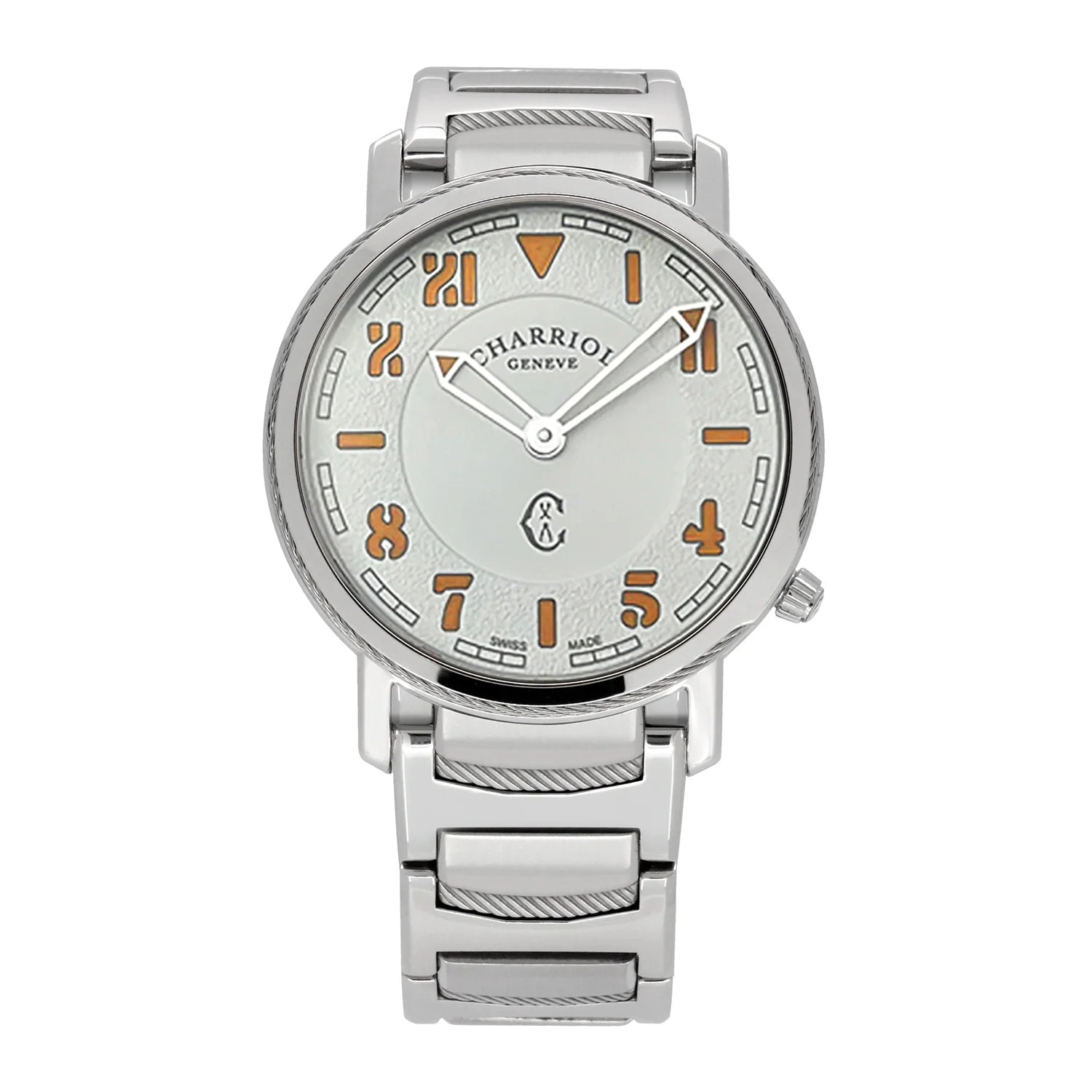 CELTIC LEGACY, 40MM, QUARTZ CALIBRE, WHITE CALIFORNIA DIAL, STEEL BEZEL, STEEL BRACELET - Charriol Geneve -  Watch