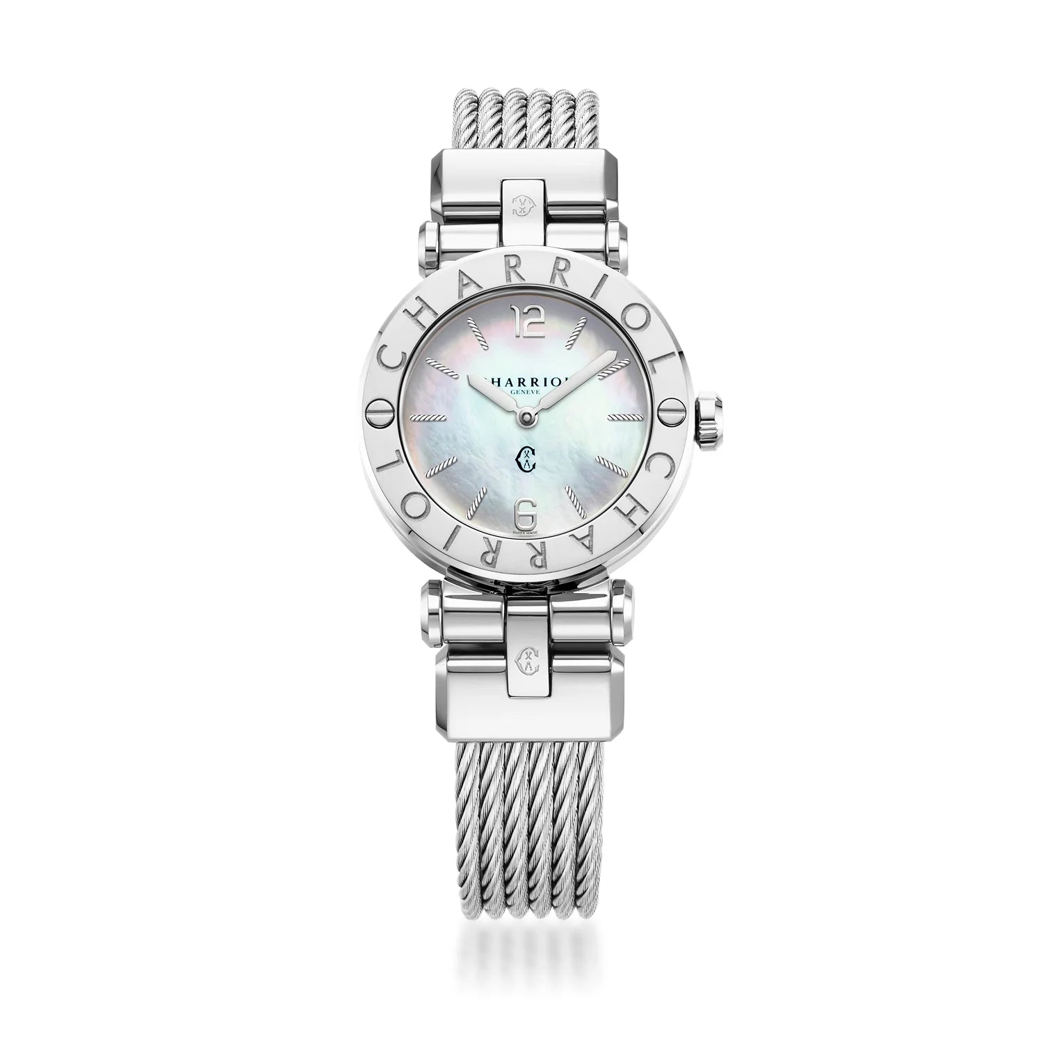 NAVIGATOR CRUISE, 28MM, QUARTZ CALIBRE, MOTHER-OF-PEARL DIAL, "CHARRIOL CHARRIOL" BEZEL, STEEL CABLE INTERCHANGEABLE BRACELET - Charriol Geneve -  Watch