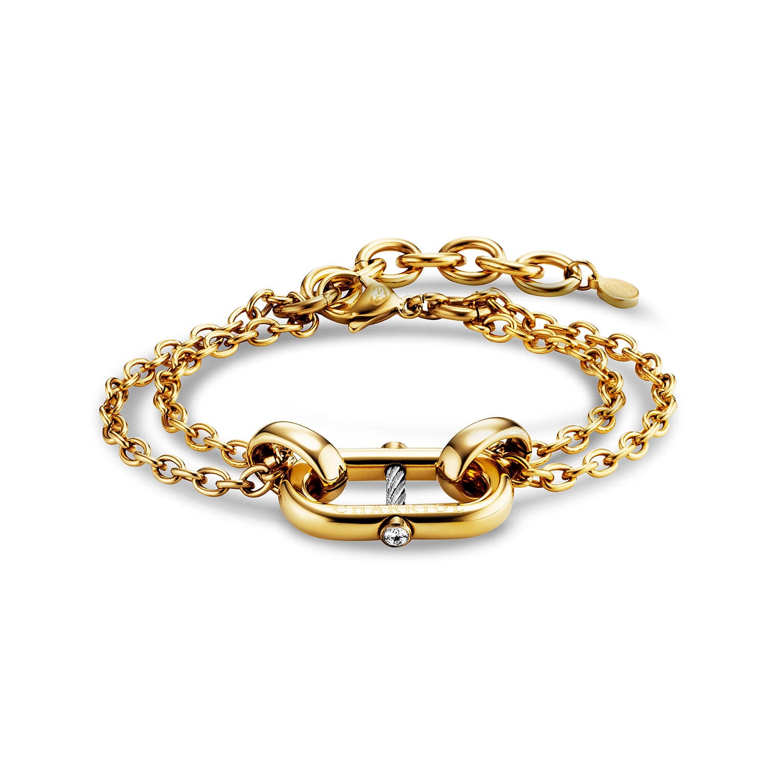 Steel_Yellow Gold Link with 2 Zirconias