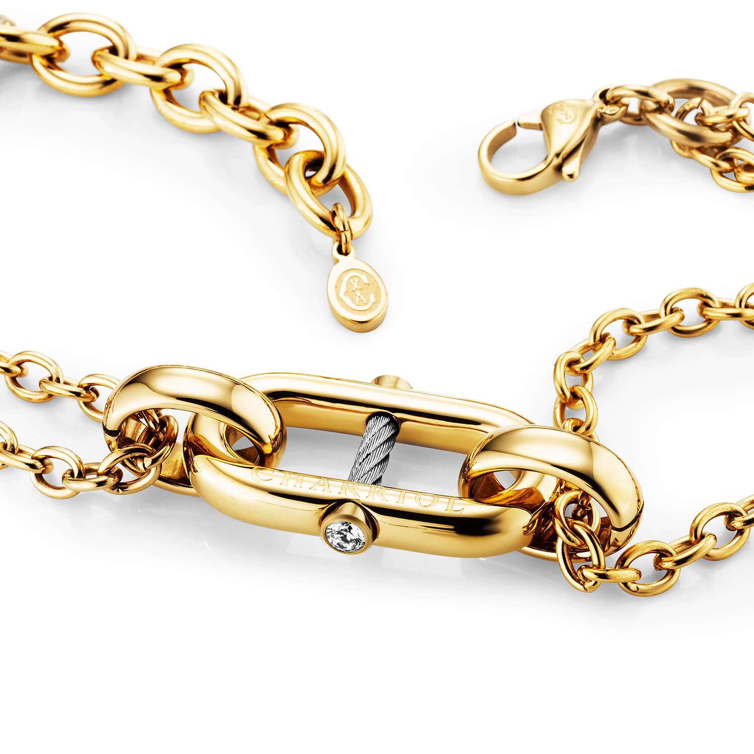 Steel_Yellow Gold Link with 2 Zirconias